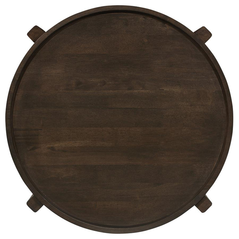 Cota Round Solid Wood End Table Dark Brown-zoom-