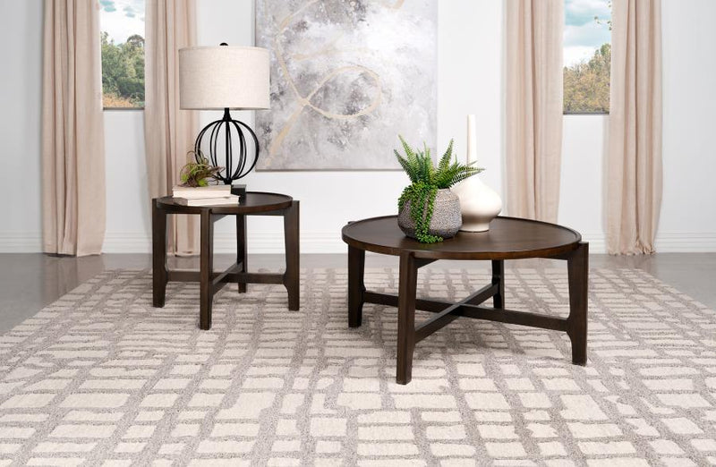 Cota 2-piece Solid Wood Coffee and End Table Set Dark Brown-zoom-