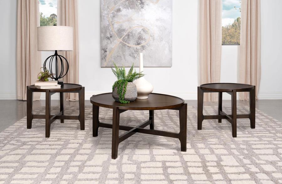 Cota 3-piece Solid Wood Coffee and End Table Set Dark Brown-zoom-1