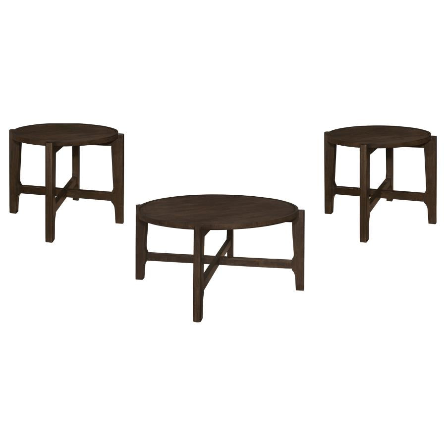 Cota 3-piece Solid Wood Coffee and End Table Set Dark Brown-2