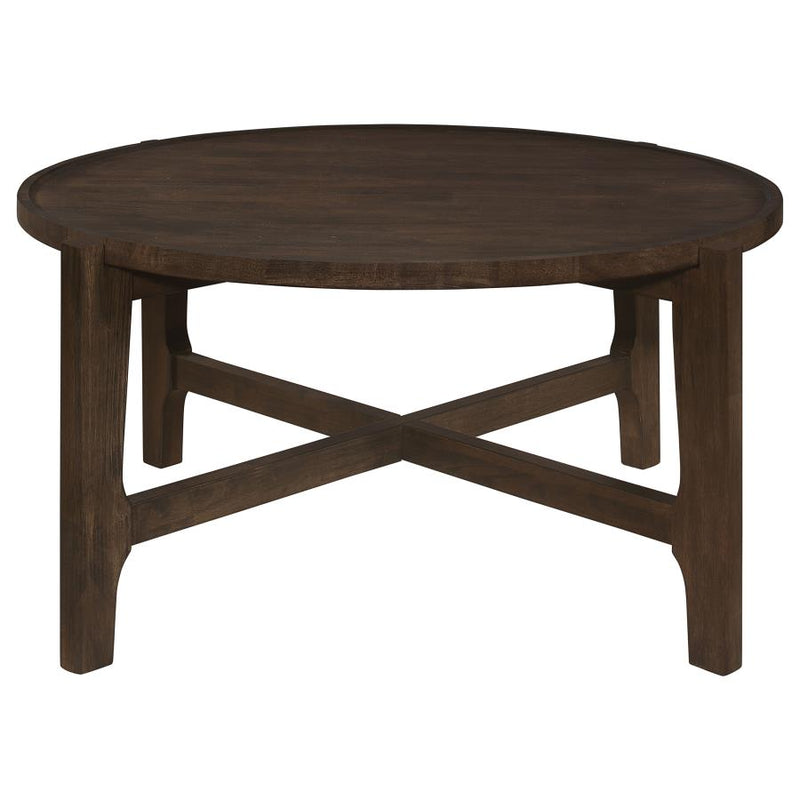 Cota Round Solid Wood Coffee Table Dark Brown-zoom-
