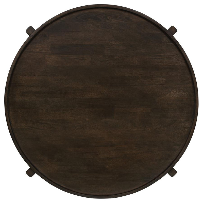 Cota Round Solid Wood Coffee Table Dark Brown-zoom-