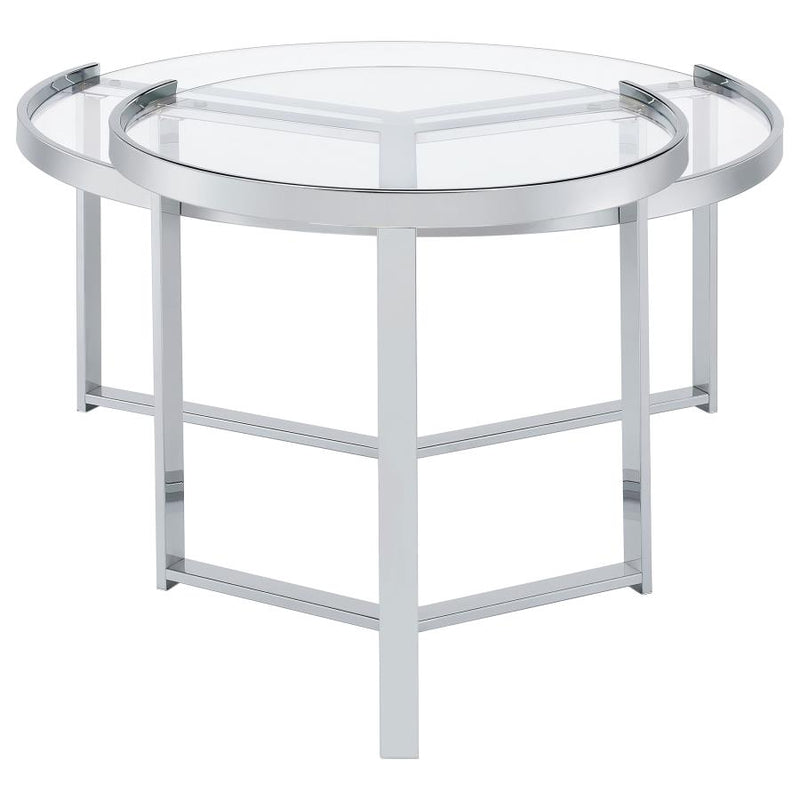 Delia 2-Piece Round Glass Top Nesting Coffee Table Chrome-zoom-