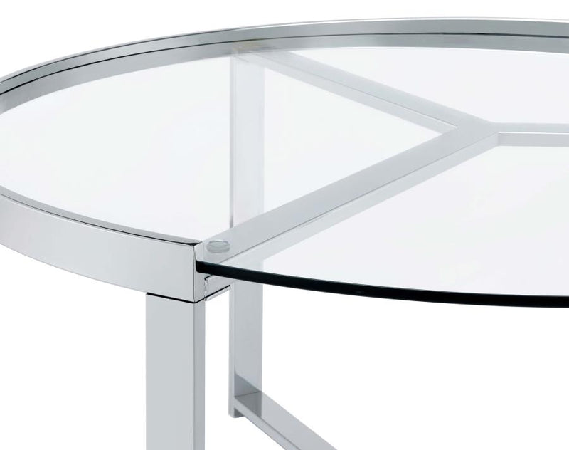 Delia 2-Piece Round Glass Top Nesting Coffee Table Chrome-zoom-