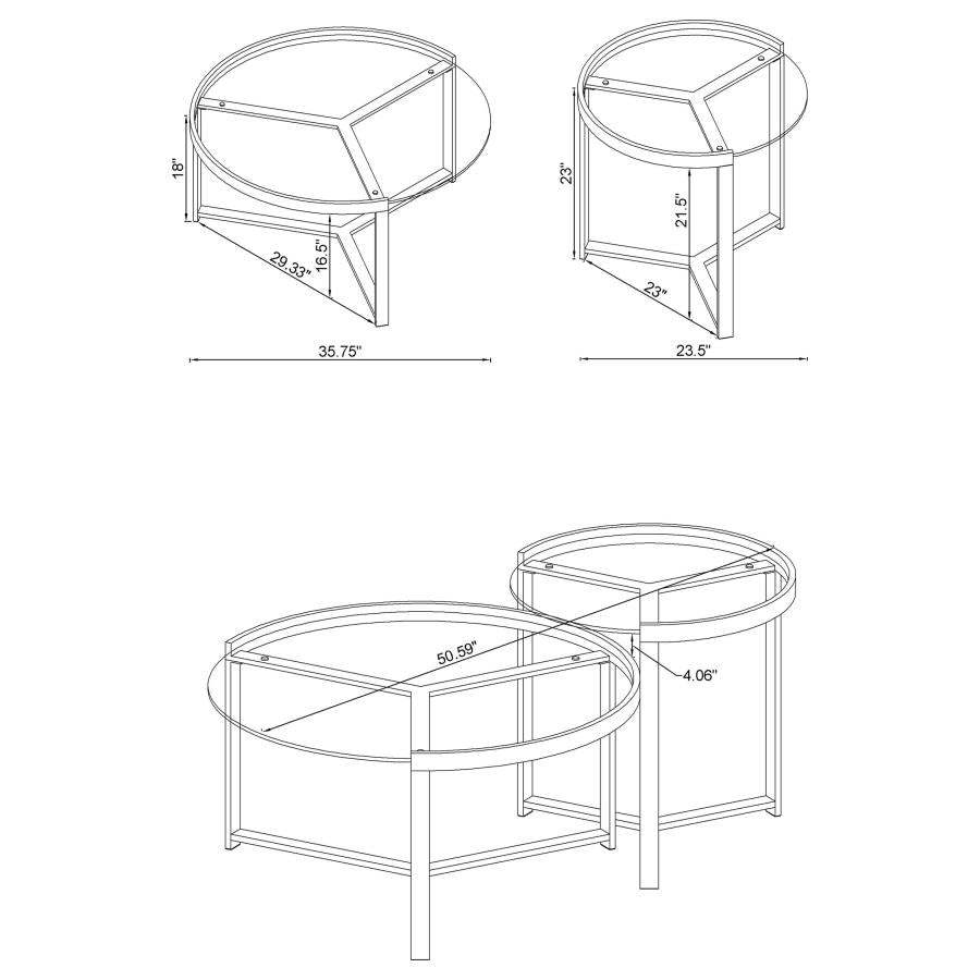 Delia 2-Piece Round Glass Top Nesting Coffee Table Chrome-zoom-11