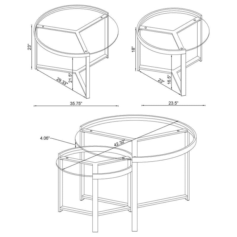 Delia 2-Piece Round Glass Top Nesting Coffee Table Chrome-zoom-