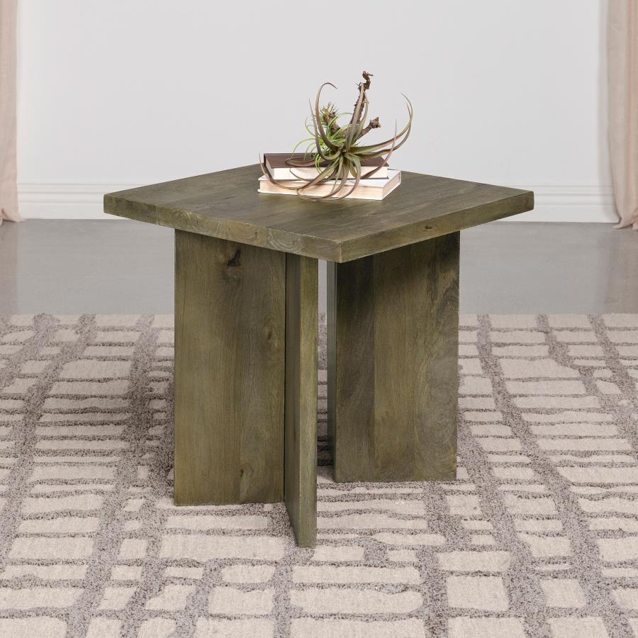 Andando Square Solid Wood End Table Mango Brown-2