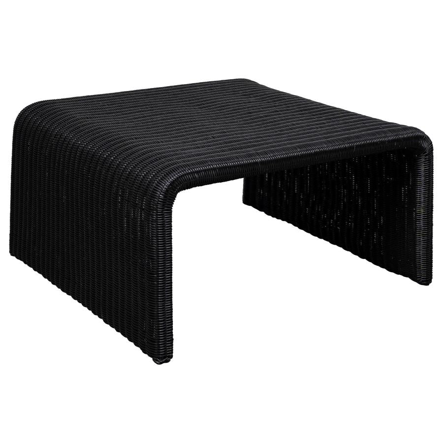 Cahya 2-piece Rattan Coffee and End Table Set Black-zoom-6