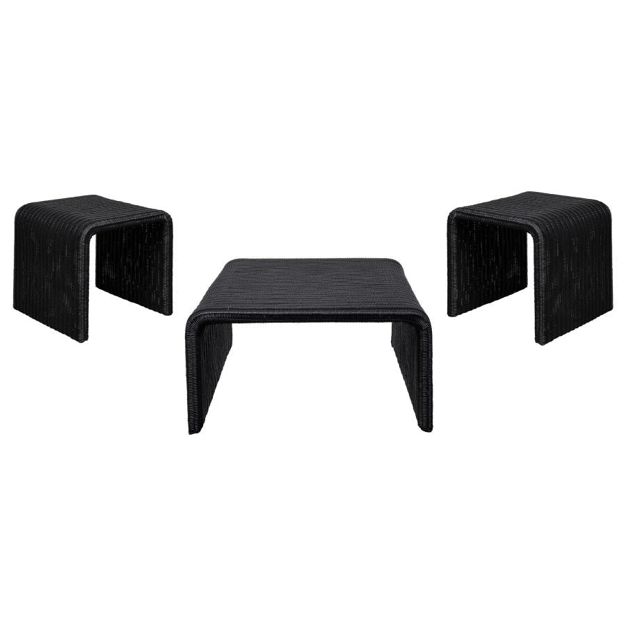 Cahya 3-piece Rattan Coffee and End Table Set Black-2