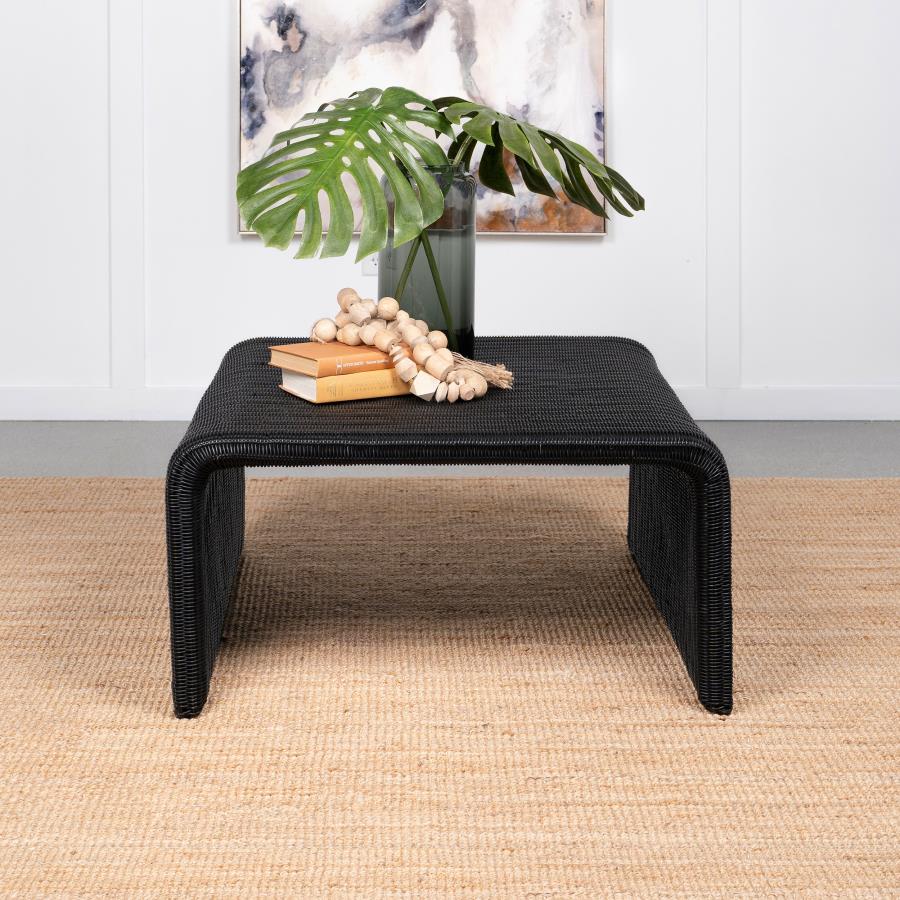 Cahya Woven Rattan Square Coffee Table Black-zoom-2