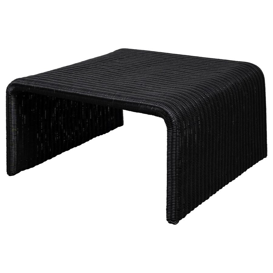 Cahya Woven Rattan Square Coffee Table Black-4