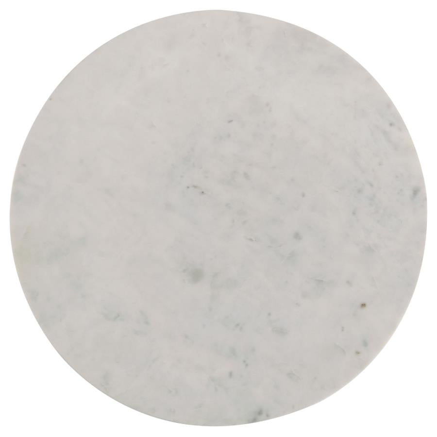 Astoria Round Genuine Marble Side End Table White-zoom-3