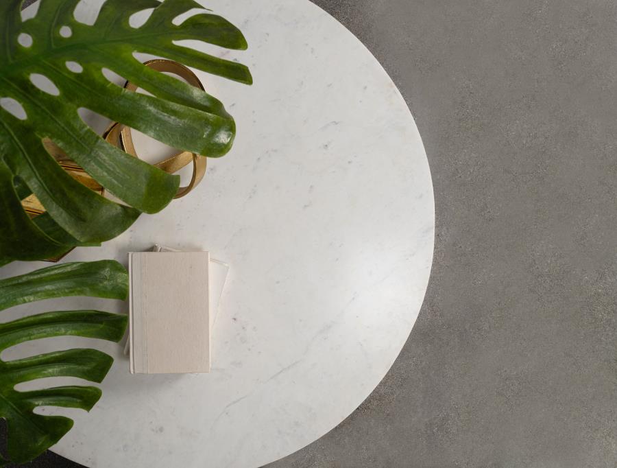 Astoria Round Genuine Marble Side End Table White-4