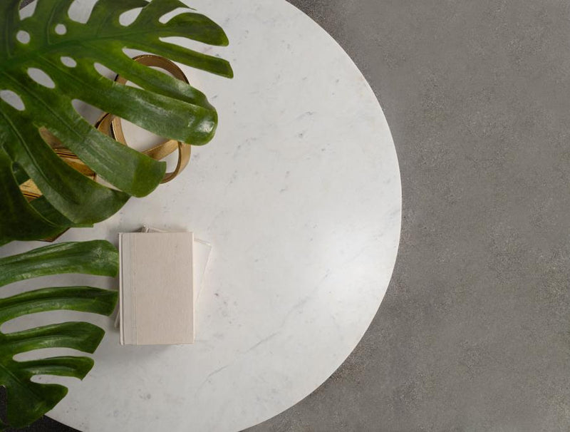 Astoria Round Genuine Marble Side End Table White-zoom-