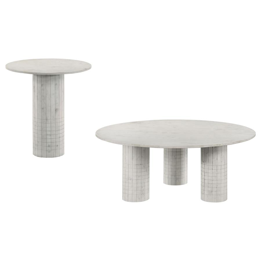 Astoria 2-piece Marble Coffee and End Table Set White-2