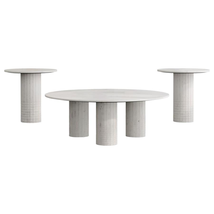 Astoria 3-piece Marble Coffee and End Table Set White-2