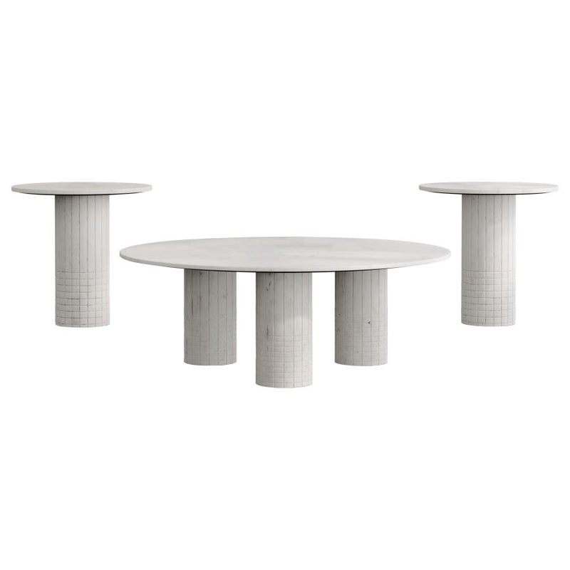 Astoria 3-piece Marble Coffee and End Table Set White-zoom-