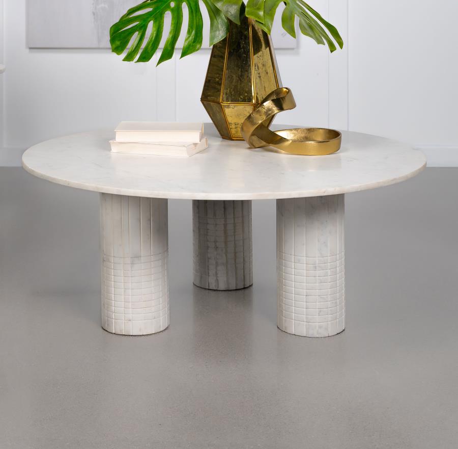 Astoria Round Genuine Marble Coffee Table White-2
