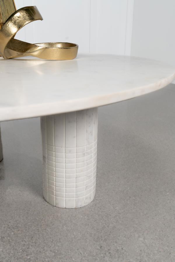 Astoria Round Genuine Marble Coffee Table White-zoom-4