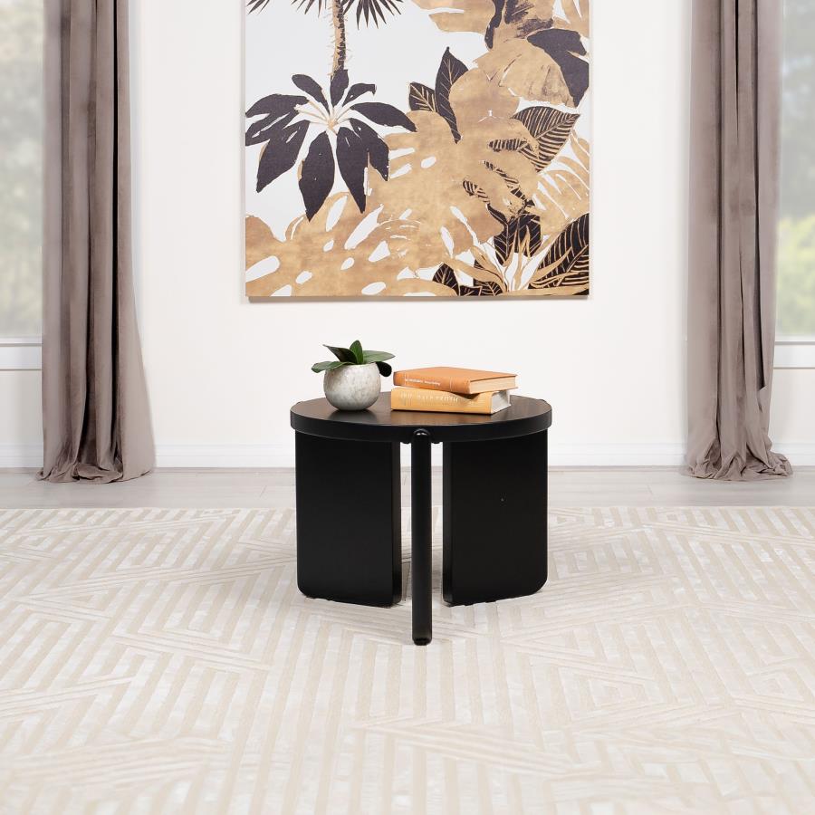 Cordova Round Solid Wood End Table Black-2
