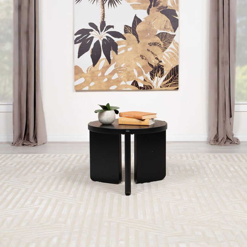 Cordova Round Solid Wood End Table Black-zoom-