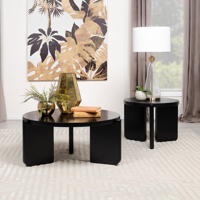 Cordova Round Solid Wood End Table Black-zoom-