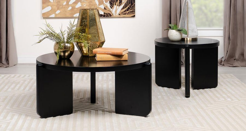 Cordova 2-piece Solid Wood Coffee and End Table Set Black-zoom-
