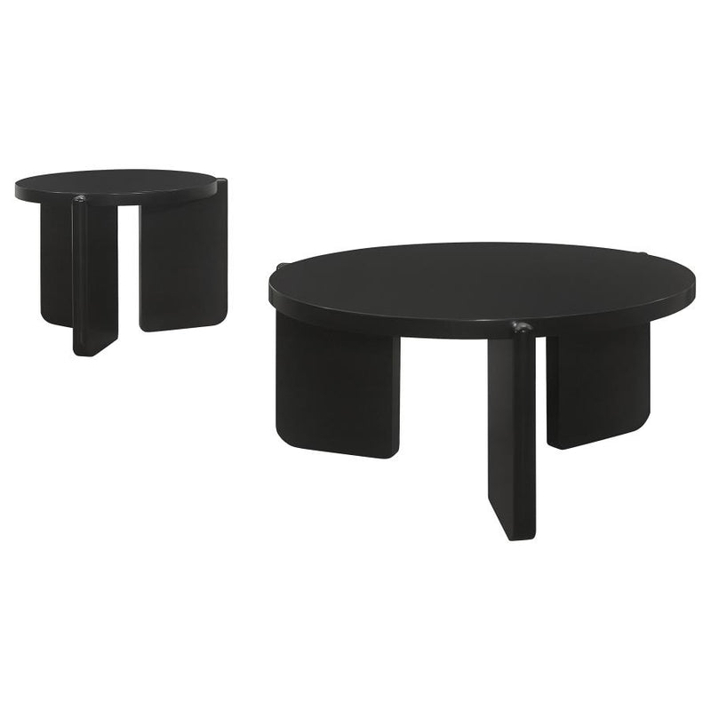 Cordova 2-piece Solid Wood Coffee and End Table Set Black-zoom-