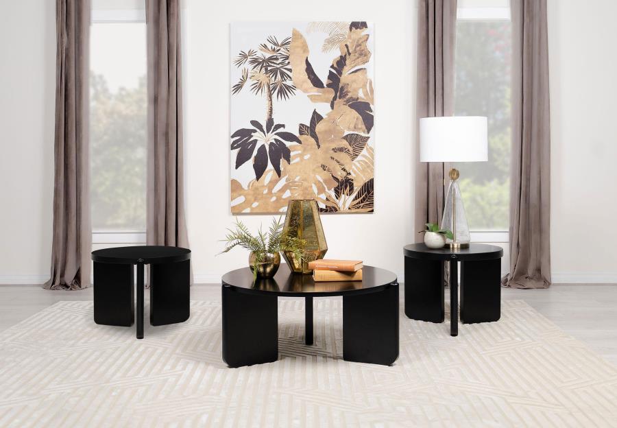 Cordova 3-piece Solid Wood Coffee and End Table Set Black-zoom-1