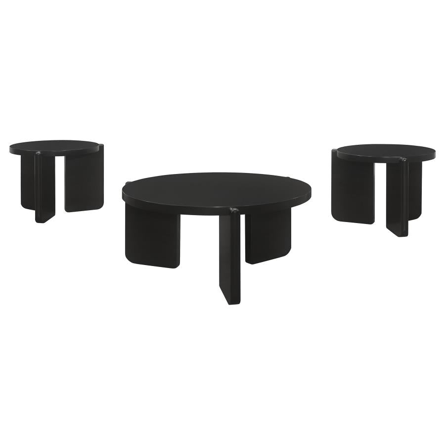 Cordova 3-piece Solid Wood Coffee and End Table Set Black-2