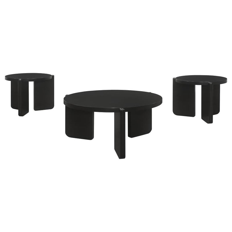 Cordova 3-piece Solid Wood Coffee and End Table Set Black-zoom-