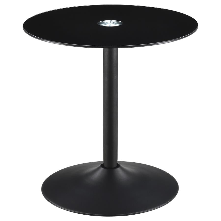 Ganso Round Metal End Table With Tempered Glass Top Black-zoom-1