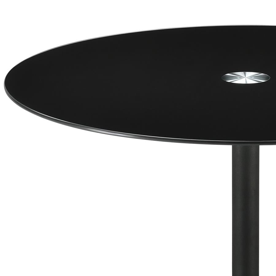 Ganso Round Metal End Table With Tempered Glass Top Black-zoom-3