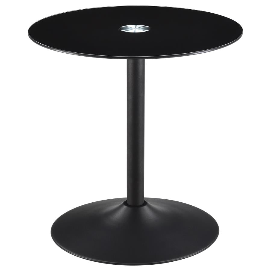 Ganso 3-piece Round Glass Top Coffee and End Table Set Black-zoom-3