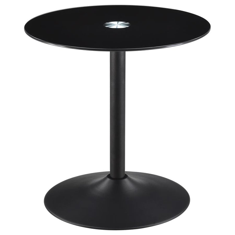 Ganso 3-piece Round Glass Top Coffee and End Table Set Black-zoom-