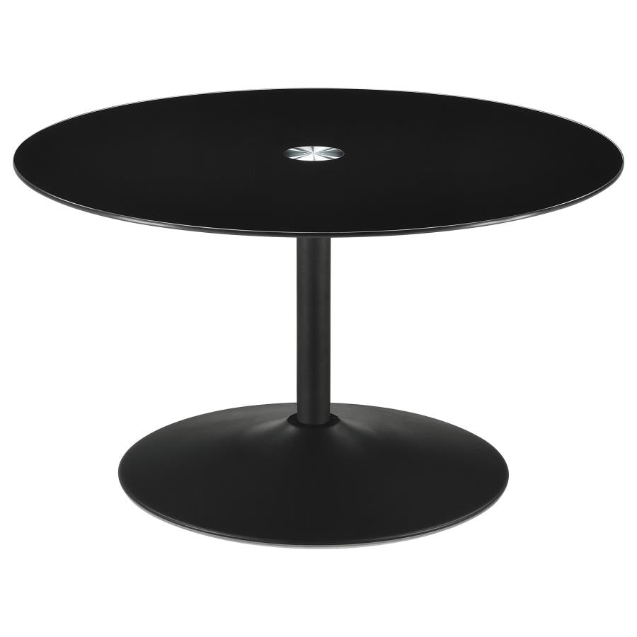 Ganso 3-piece Round Glass Top Coffee and End Table Set Black-4