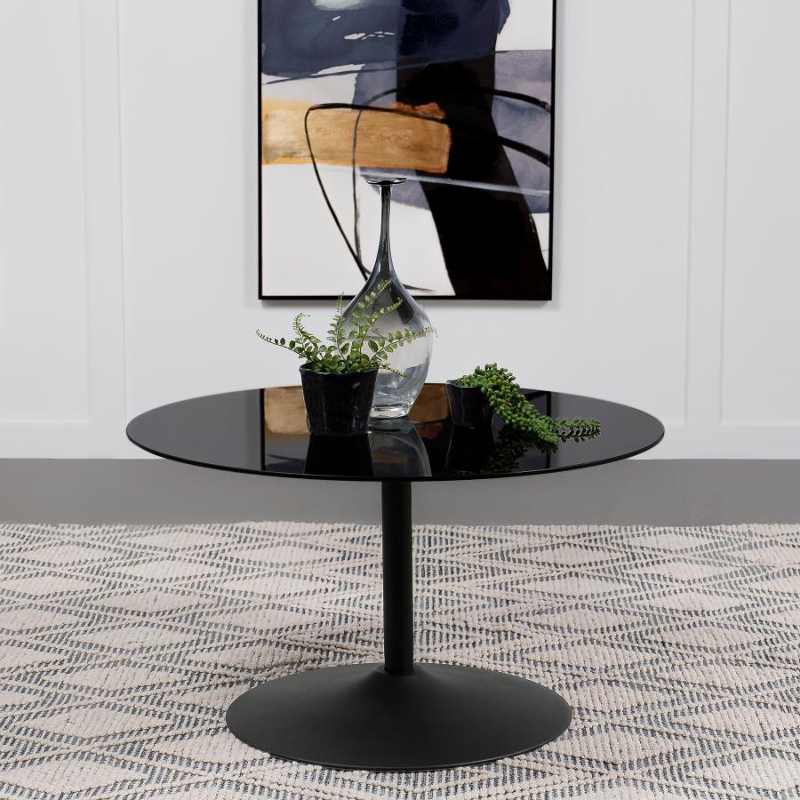Ganso Round Metal Coffee Table With Tempered Glass Top Black-zoom-2