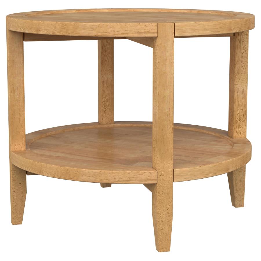 Camillo Round Solid Wood Side End Table Maple Brown-zoom-4