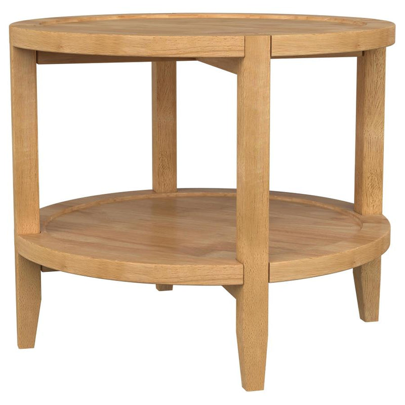 Camillo Round Solid Wood Side End Table Maple Brown-zoom-