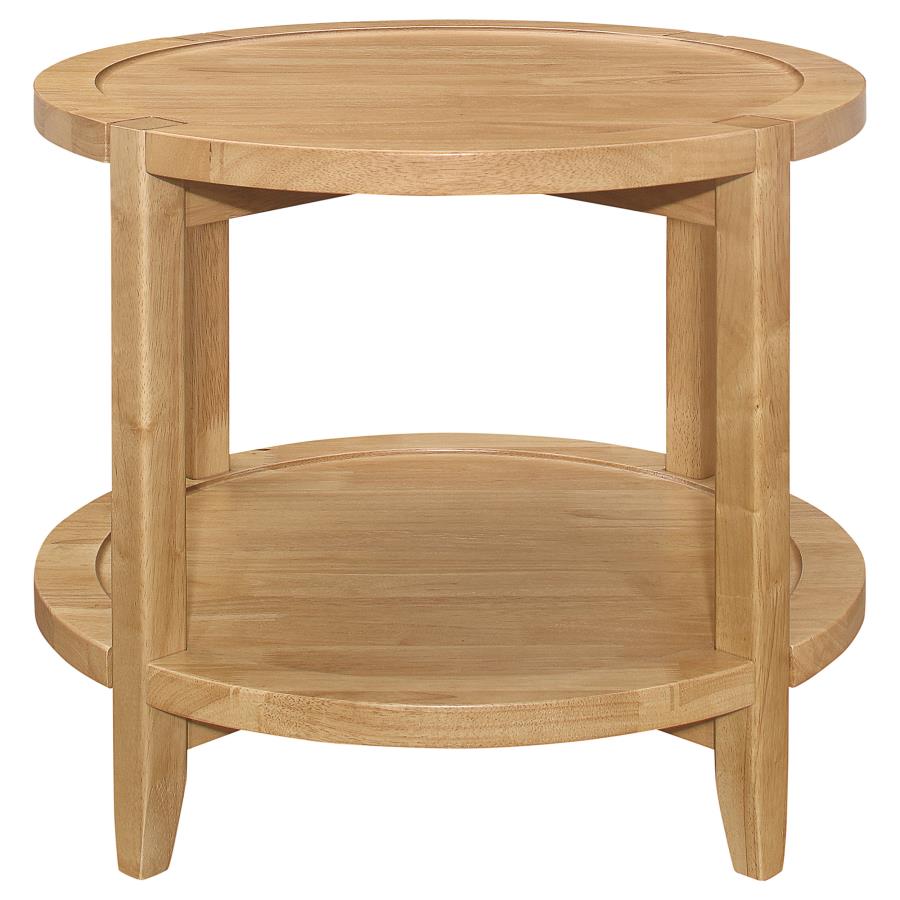 Camillo Round Solid Wood Side End Table Maple Brown-5