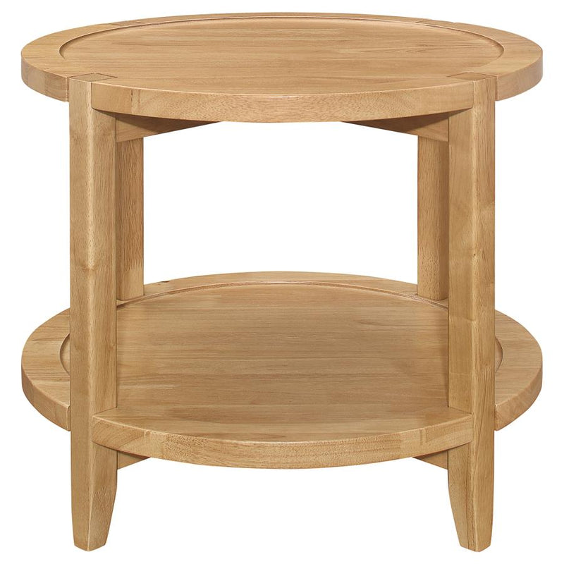 Camillo Round Solid Wood Side End Table Maple Brown-zoom-