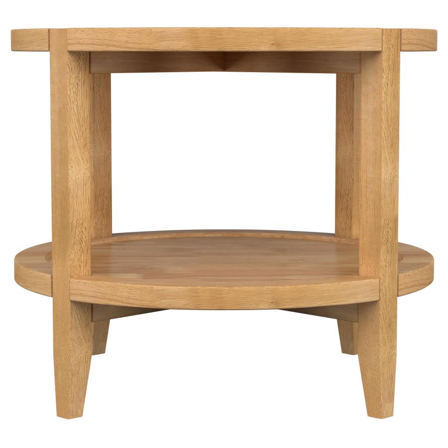 Camillo Round Solid Wood Side End Table Maple Brown-zoom-6