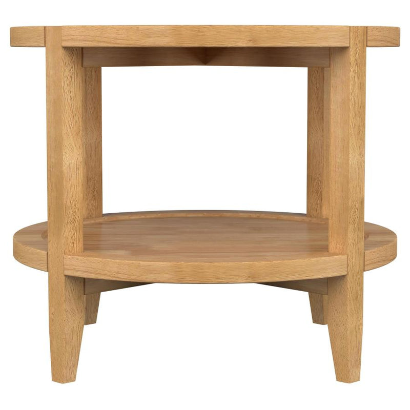 Camillo Round Solid Wood Side End Table Maple Brown-zoom-