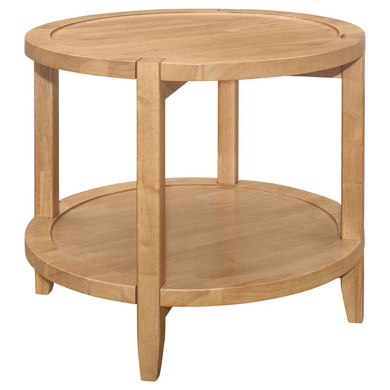 Camillo 2-piece Round Coffee and End Table Set Maple-zoom-