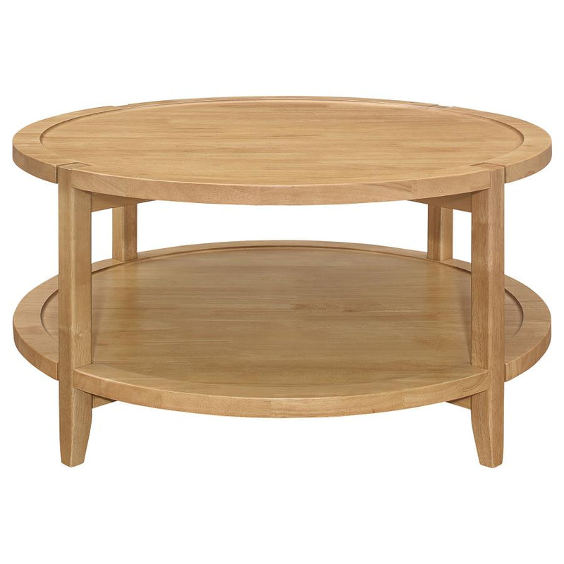 Camillo 2-piece Round Coffee and End Table Set Maple-zoom-