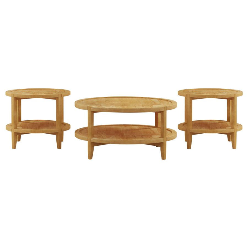 Camillo 3-piece Round Coffee and End Table Set Maple-zoom-