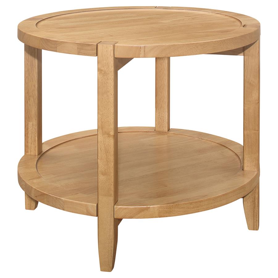 Camillo 3-piece Round Coffee and End Table Set Maple-zoom-3