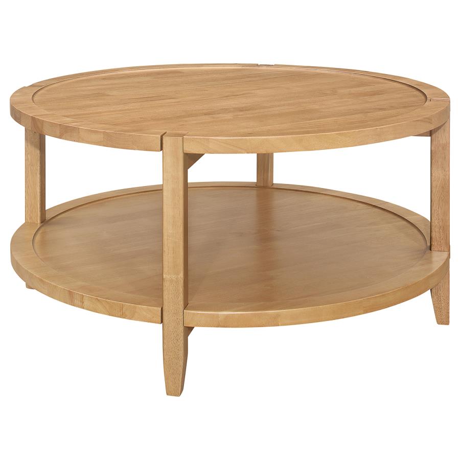 Camillo 3-piece Round Coffee and End Table Set Maple-zoom-7
