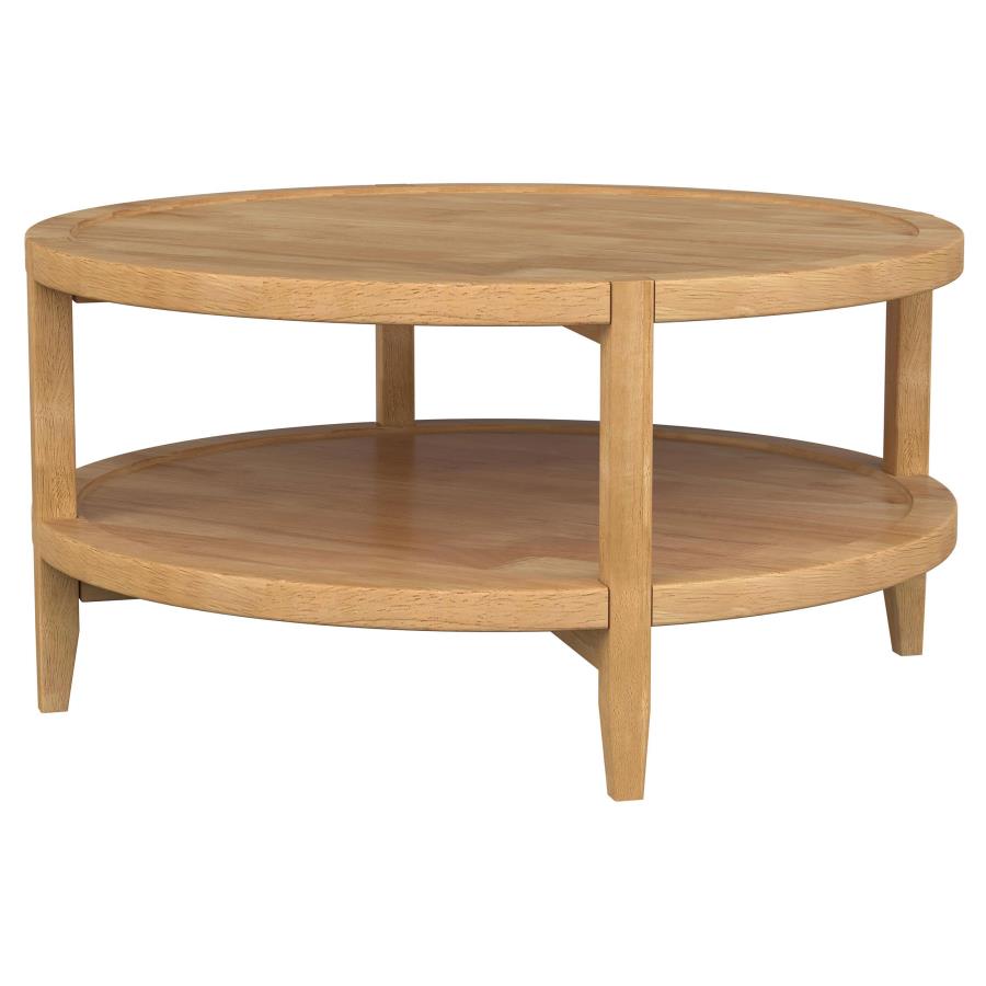 Camillo 3-piece Round Coffee and End Table Set Maple-8