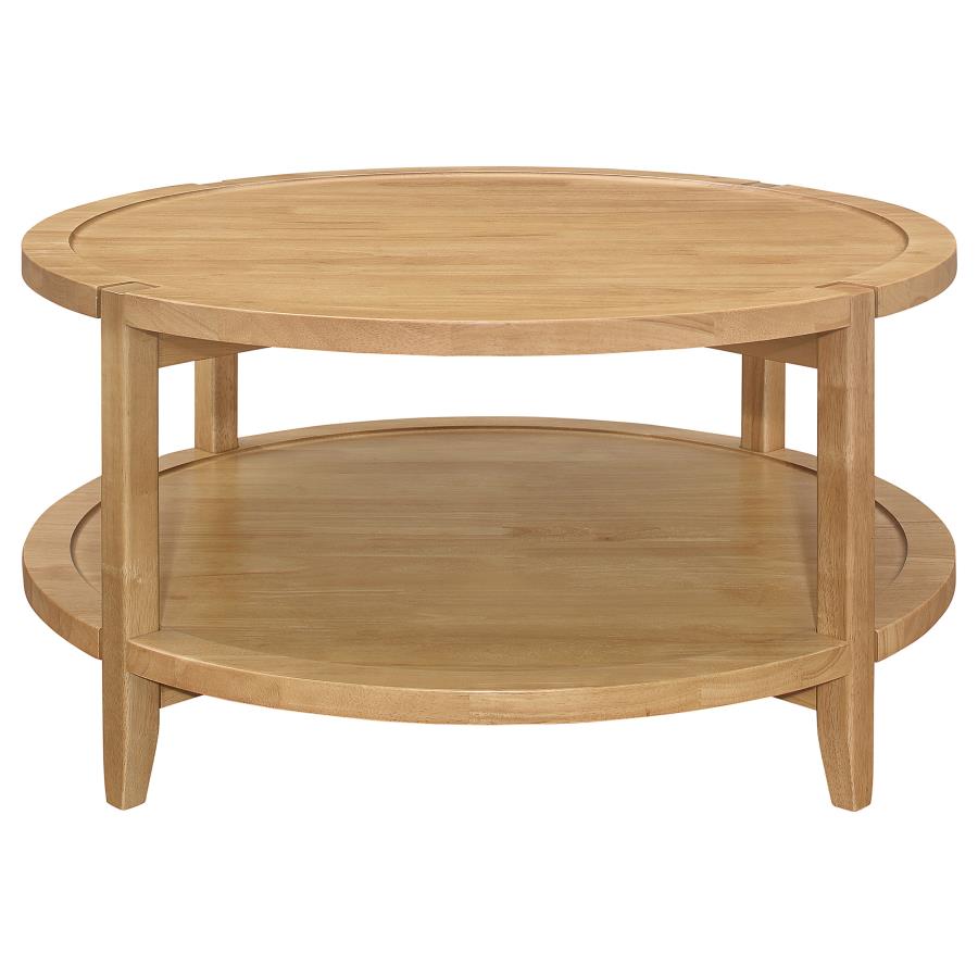 Camillo 3-piece Round Coffee and End Table Set Maple-9